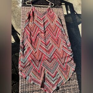 Halo Red and Blue Sleeveless Patterned Dress